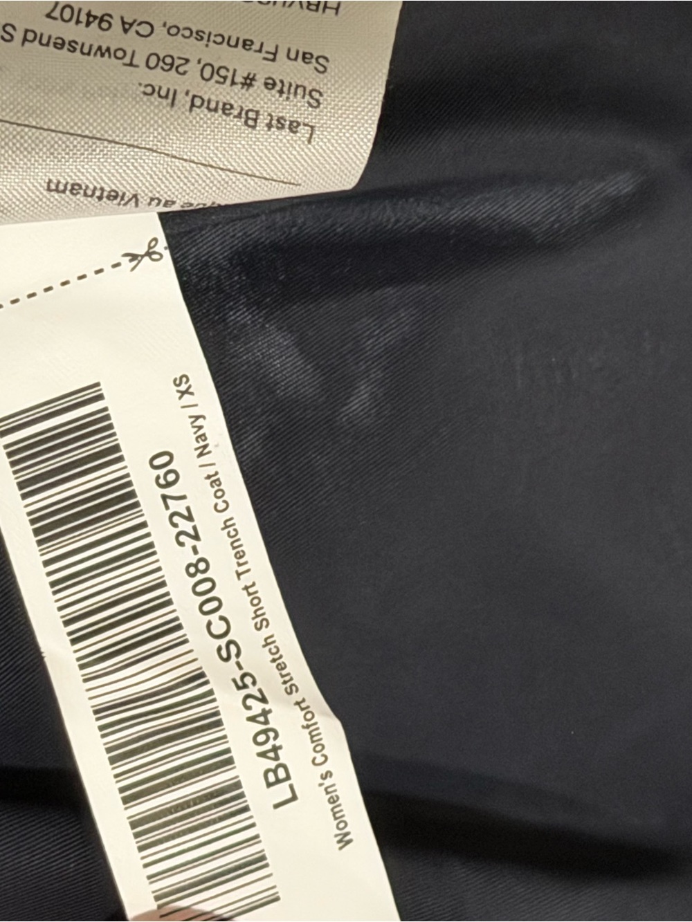 NWT QUINCE Classic Comfort Stretch Short Trench Coat Navy XS 9568 - Picture 2 of 11